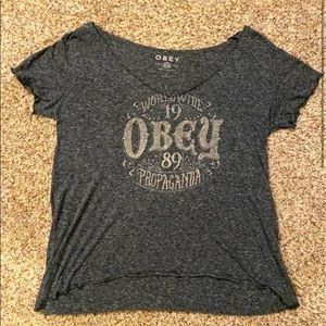 Obey Charcoal Cropped Top